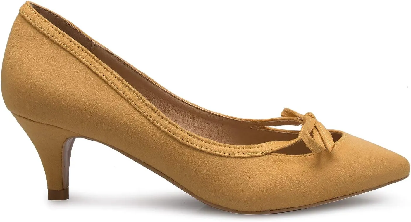 Women¡¯s Classic Closed Toe D'Orsay Bow Kitten Heel Pump | Dress, Work, Party Mid Heeled Pumps