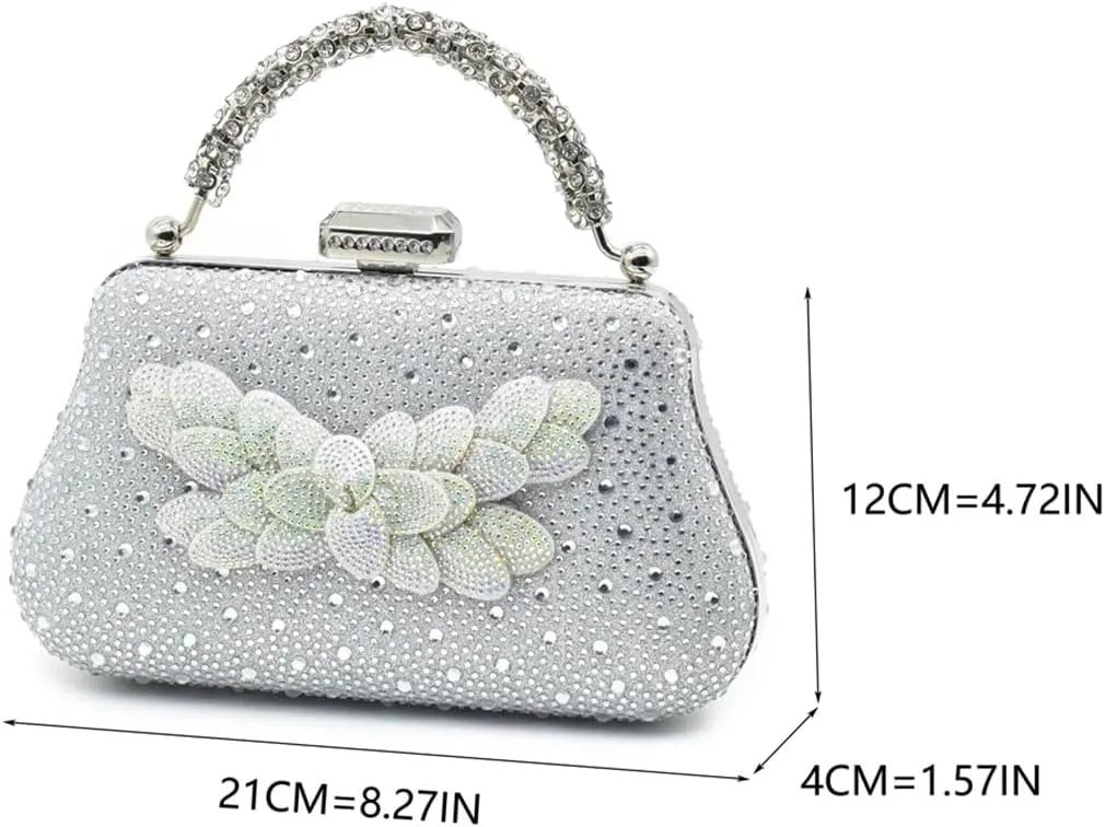 Women's Diamond High Heel Pointed-Toe Pumps with Matching Bag Slingback Buckle Strap Elegant Party Shoes