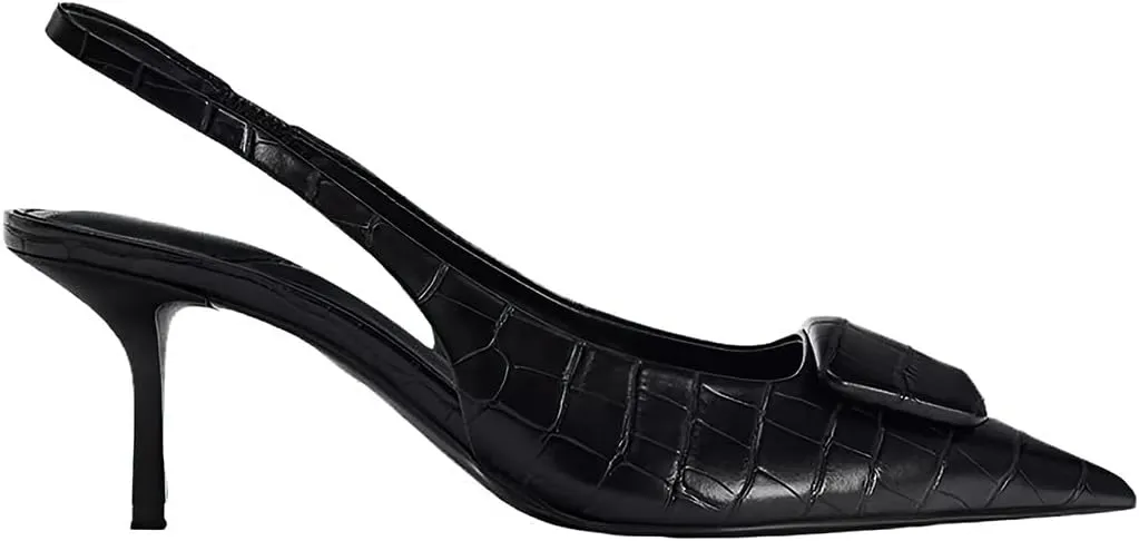 Women's Fabric High-Heel Slingback Shoes Bow Detail On The Front Elastic Strap Around The Back Pointed Toe Wedding Party Office Dance Pump