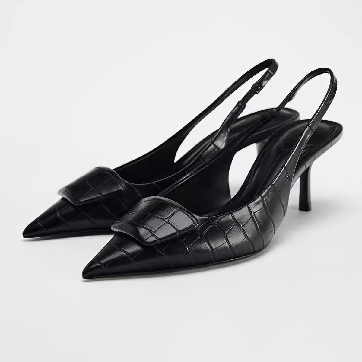 Women's Fabric High-Heel Slingback Shoes Bow Detail On The Front Elastic Strap Around The Back Pointed Toe Wedding Party Office Dance Pump
