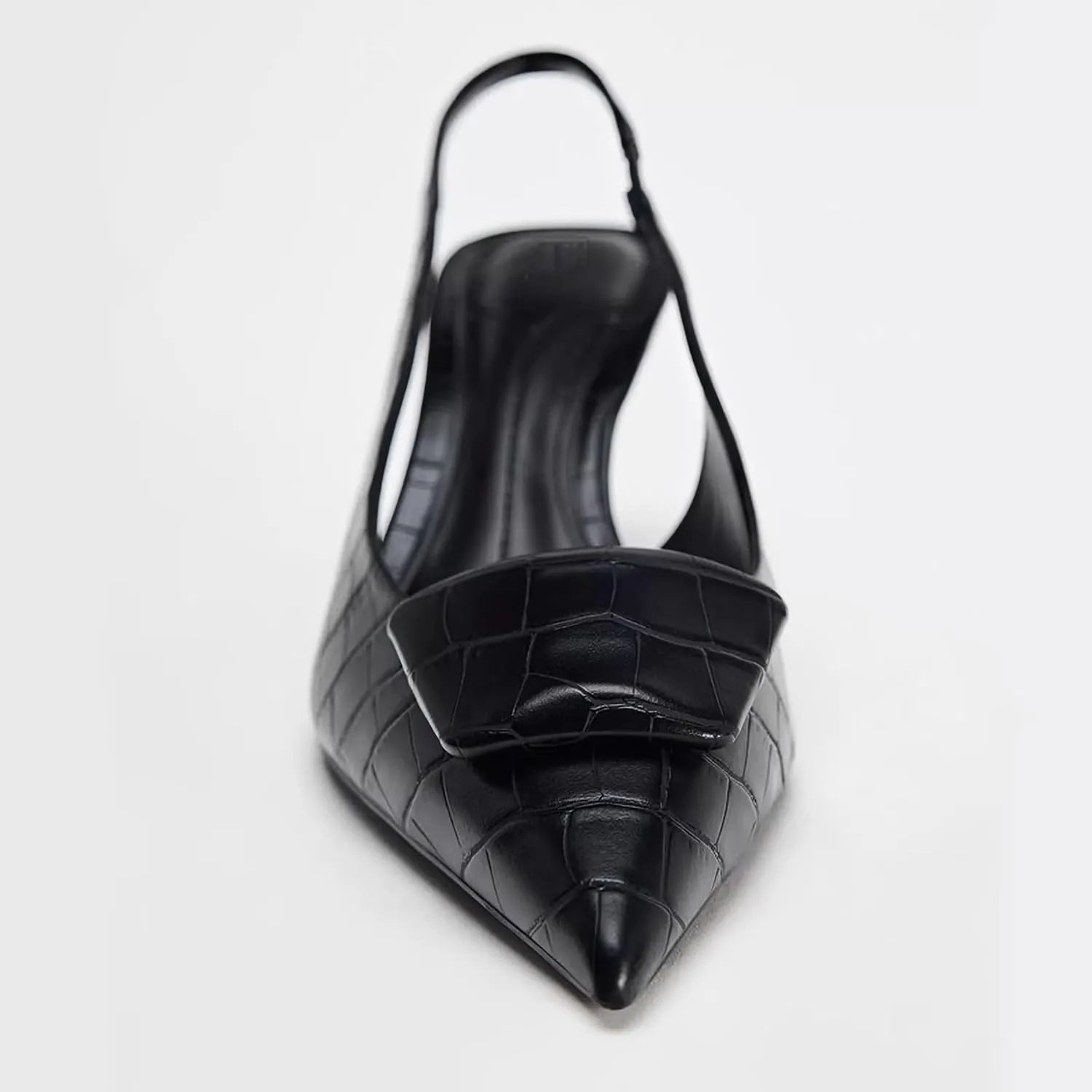 Women's Fabric Slingback High Heel Pump Bow Detail On The Front Elastic Strap Around The Back Pointed Toe Wedding Party Office Dance Shoes