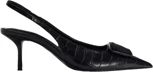 Women's Fabric Slingback High Heel Pump Bow Detail On The Front Elastic Strap Around The Back Pointed Toe Wedding Party Office Dance Shoes
