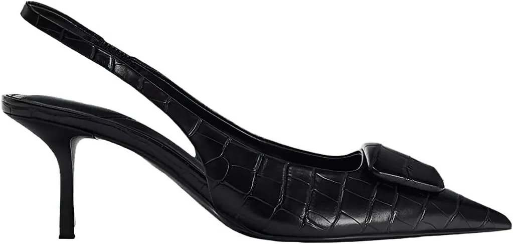 Women's Fabric Slingback High Heel Pump Bow Detail On The Front Elastic Strap Around The Back Pointed Toe Wedding Party Office Dance Shoes