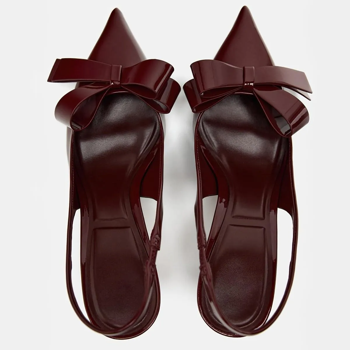 Women's Fabric Slingback High Heel Pump Bow Detail On The Front Elastic Strap Around The Back Pointed Toe Wedding Party Office Dance Shoes