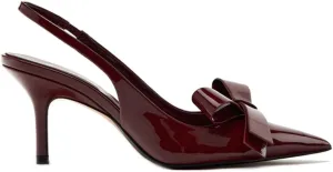 Women's Fabric Slingback High Heel Pump Bow Detail On The Front Elastic Strap Around The Back Pointed Toe Wedding Party Office Dance Shoes