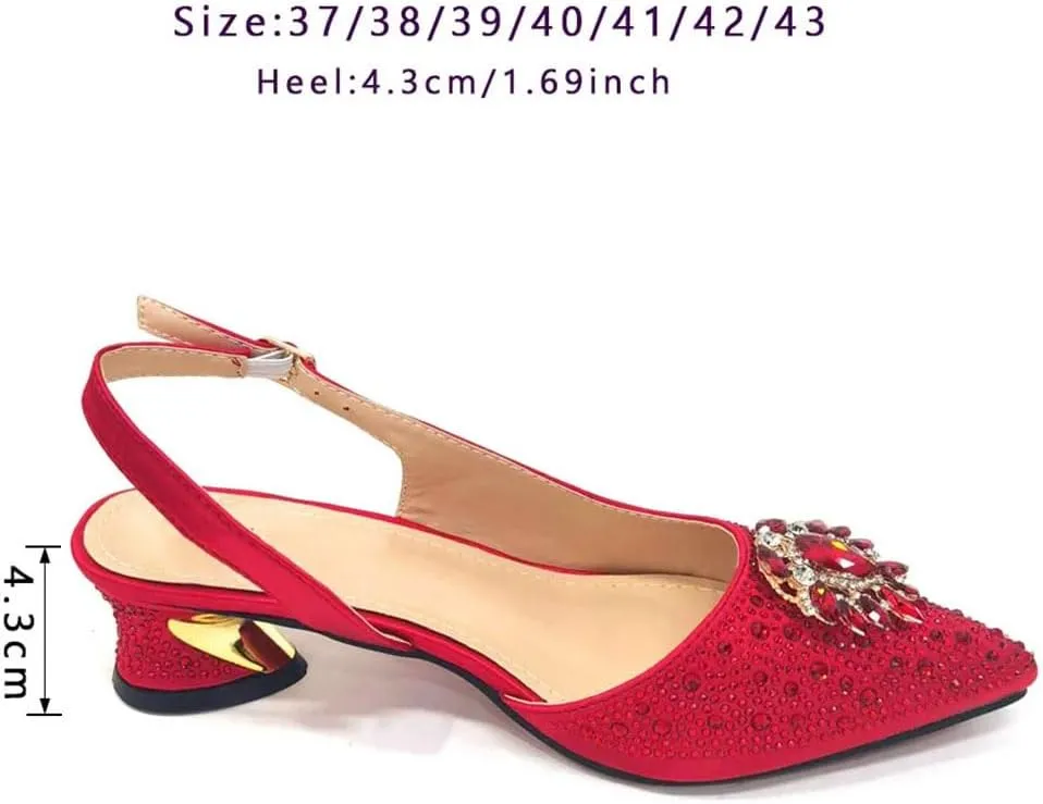 Women's Fashionable Pointed Toe Pump and Bag Set with Buckle Strap for Party and Wedding