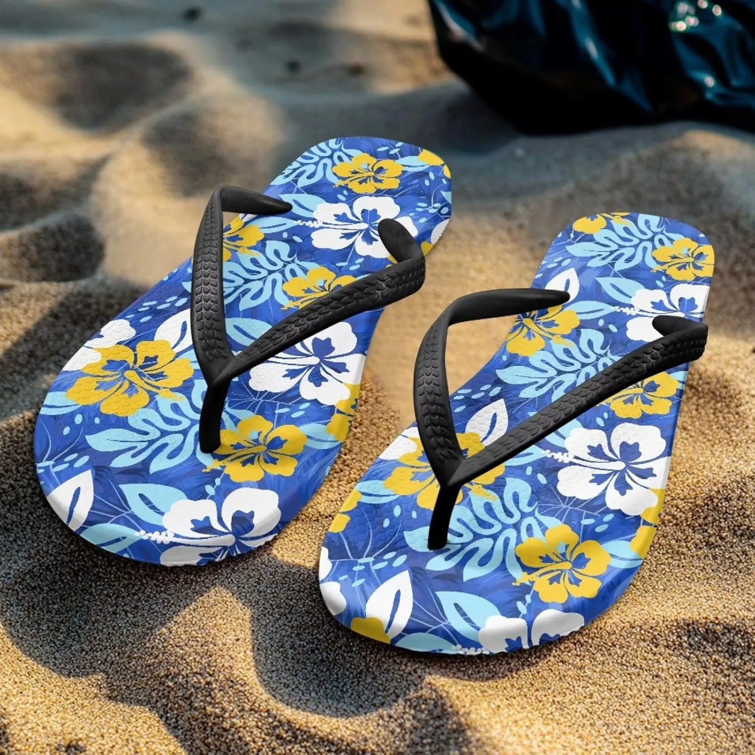 Women's Flip Flops Hawaiian Hibiscus Thong Sandals Comfortable Summer Beach Walking Slippers Shower Shoes