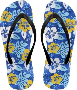 Women's Flip Flops Hawaiian Hibiscus Thong Sandals Comfortable Summer Beach Walking Slippers Shower Shoes
