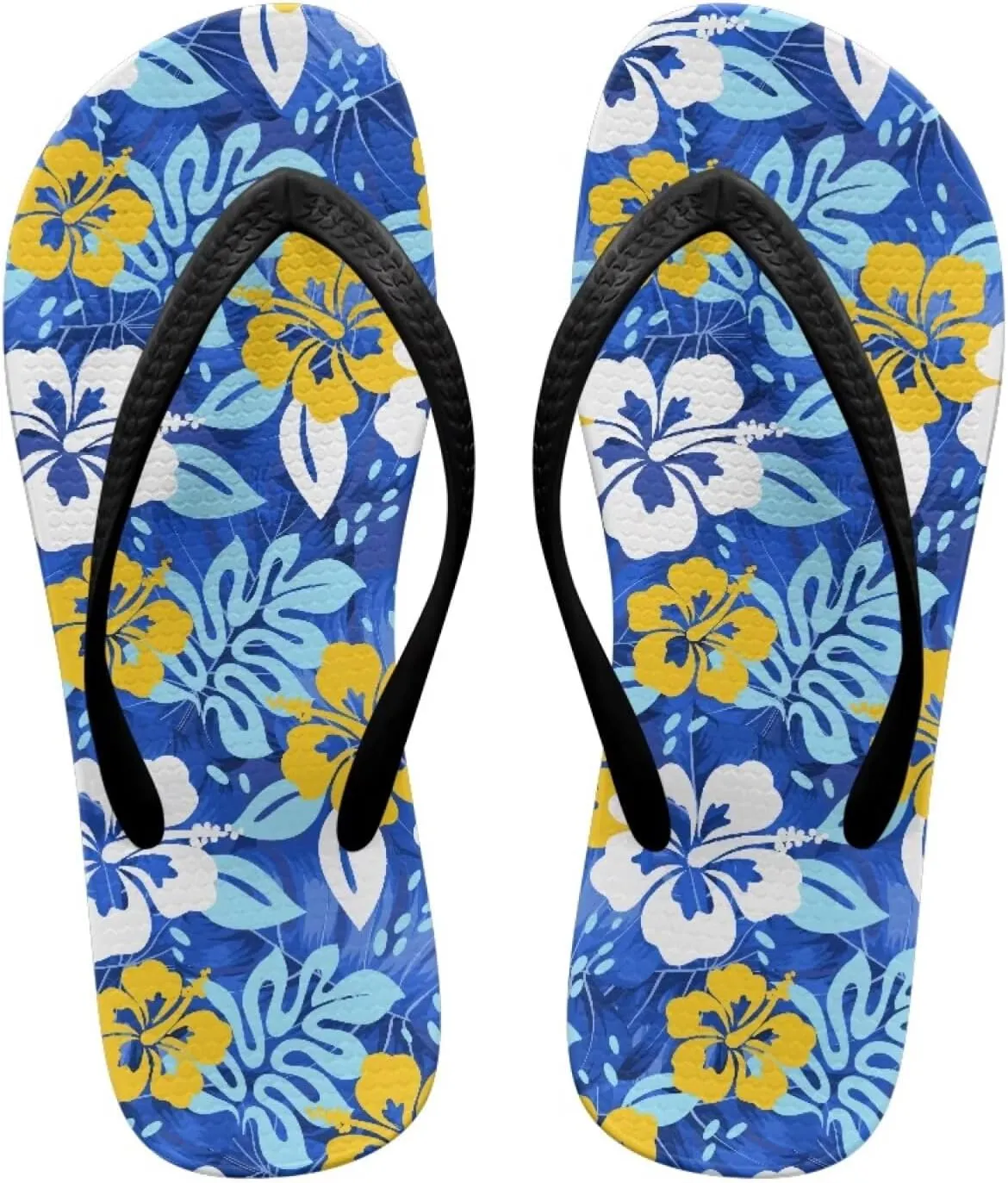 Women's Flip Flops Hawaiian Hibiscus Thong Sandals Comfortable Summer Beach Walking Slippers Shower Shoes
