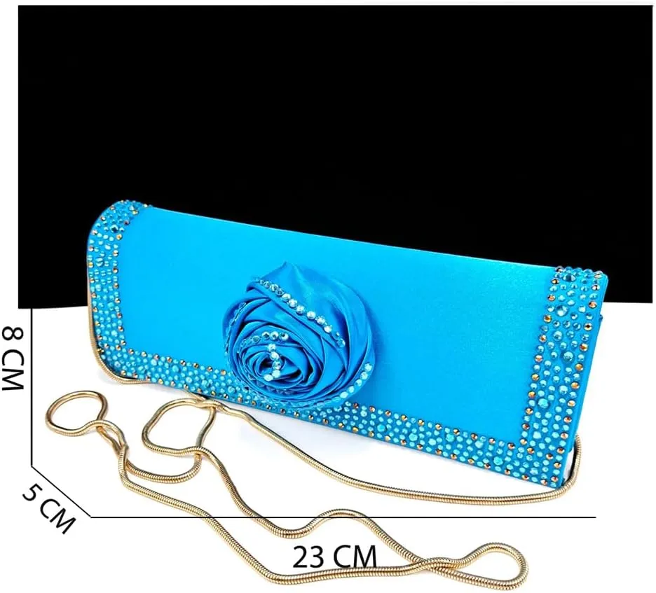 Women’S Handmade Flower Design Pumps and Bag Set for Wedding Party Satin Slingbacks with Bordered Pattern