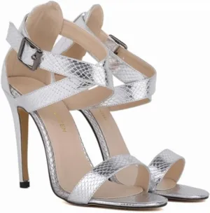 Womens Heels Womens Pumps 11cm Open Toe Ankle Straps High Heels Summer Faux Crocodile Wedding Shoes for Women-Blue,6.5 high Heels