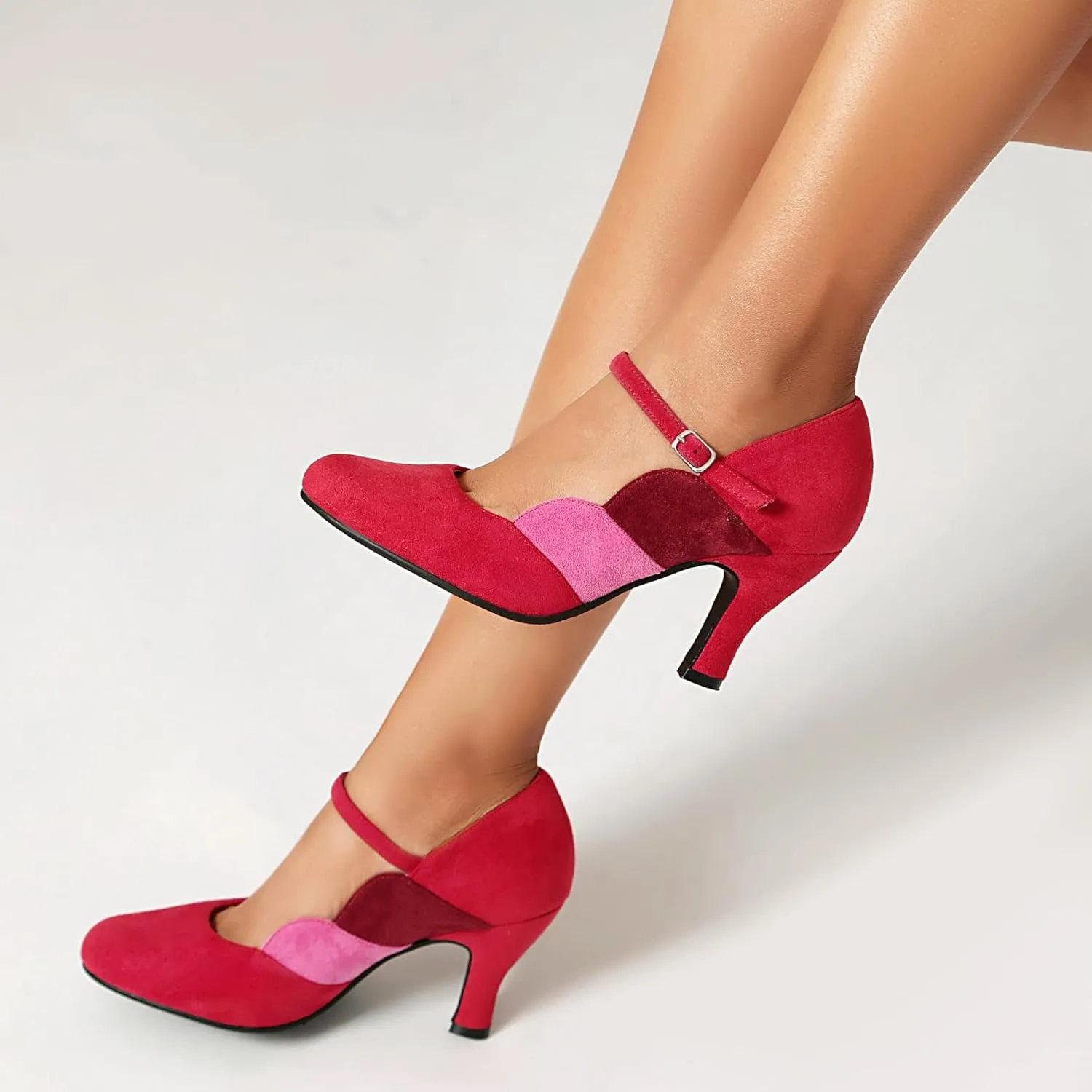 Women's Mary Jane Close Round Toe Vintage 1950s Heels Ankle Straps Retro 1920s Victorian Pumps 1930s Shoes