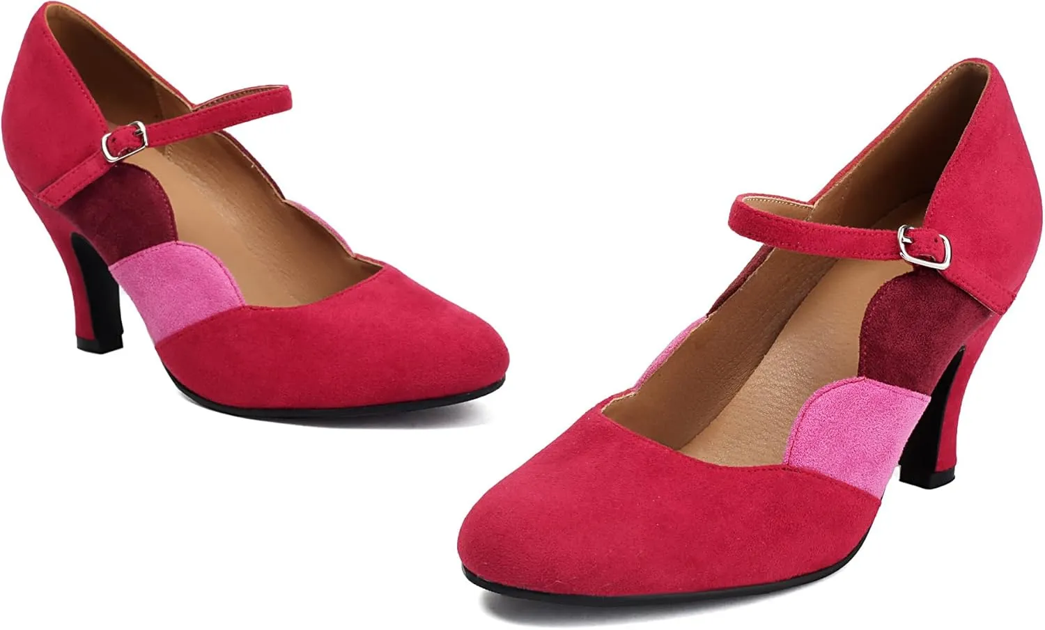 Women's Mary Jane Close Round Toe Vintage 1950s Heels Ankle Straps Retro 1920s Victorian Pumps 1930s Shoes