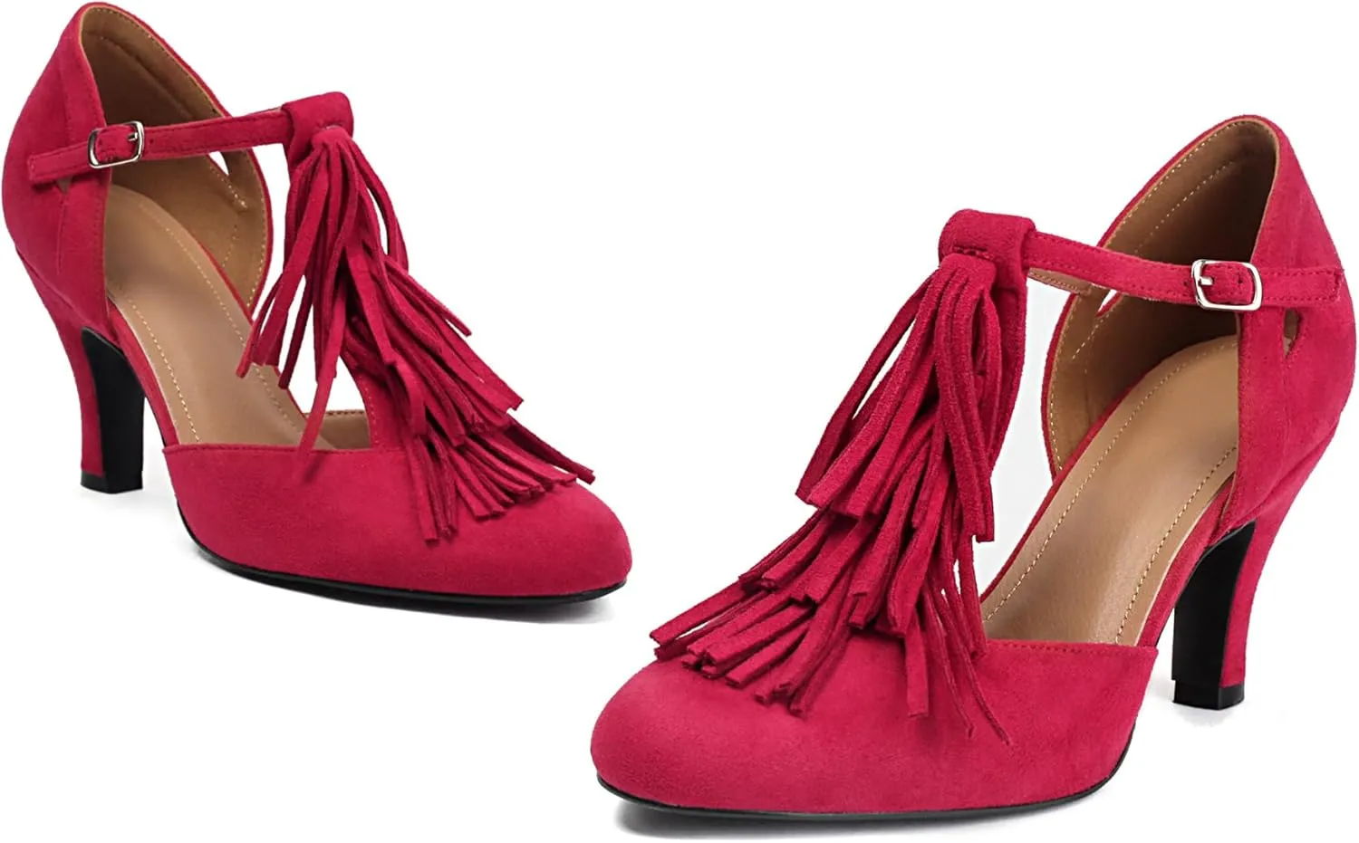 Women's Mary Jane Tassels Rockability Close Round Toe Vintage 1950s Heels 1930s Ankle Straps Retro 1920s Victorian Pumps Shoes