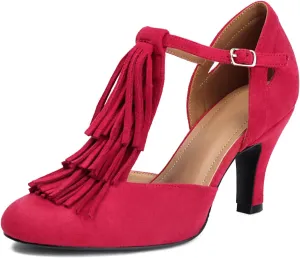Women's Mary Jane Tassels Rockability Close Round Toe Vintage 1950s Heels 1930s Ankle Straps Retro 1920s Victorian Pumps Shoes