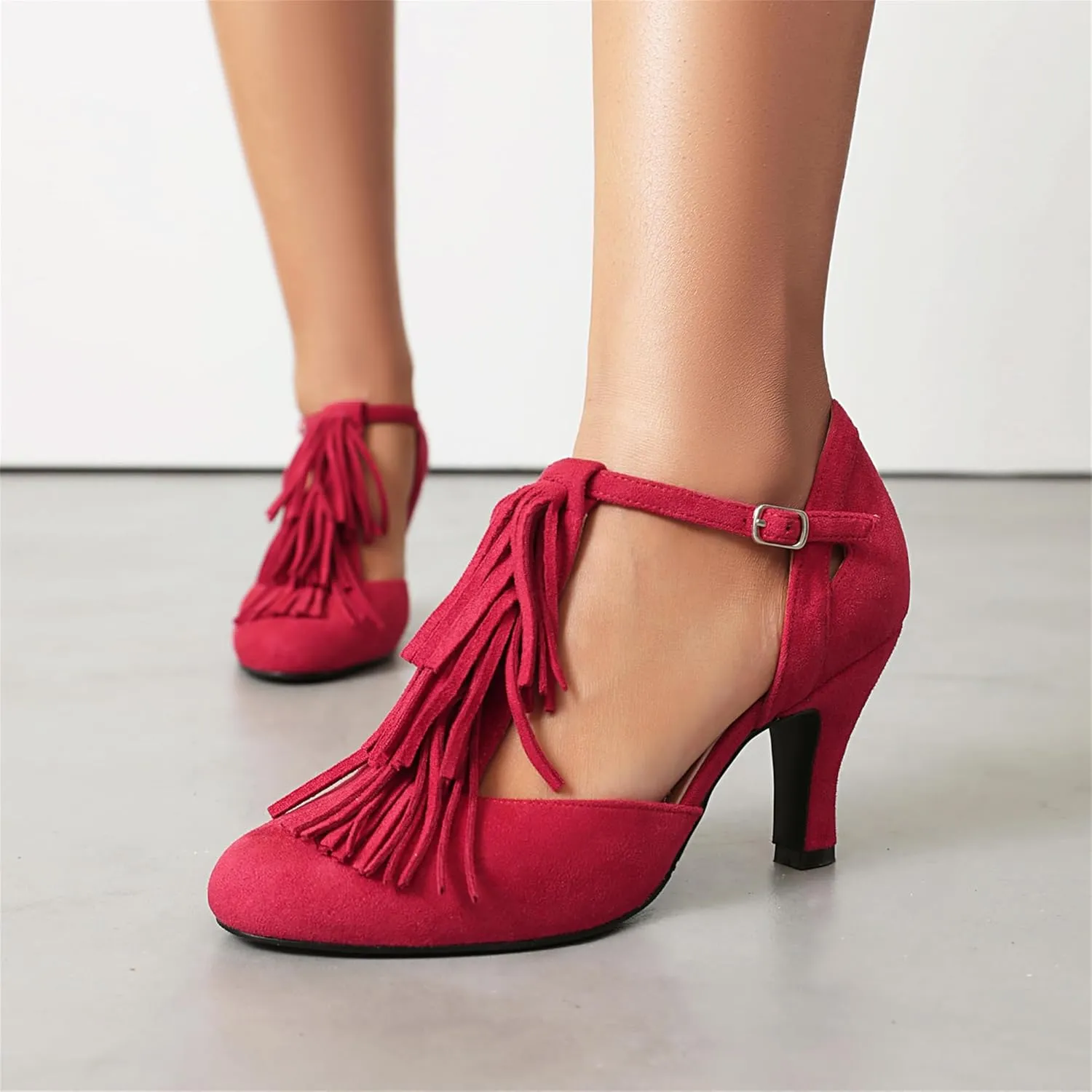 Women's Mary Jane Tassels Rockability Close Round Toe Vintage 1950s Heels 1930s Ankle Straps Retro 1920s Victorian Pumps Shoes