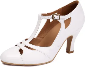 Women's Mary Jane Vintage Close Round Toe 1950s Heels Retro 1920s Victorian Pumps 1930s Shoes