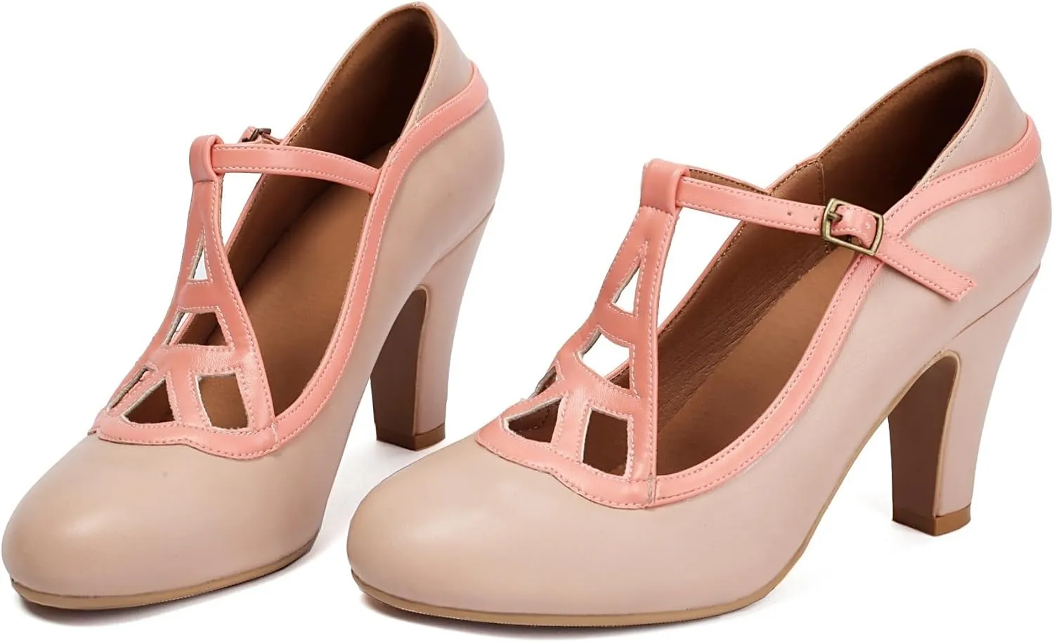 Women's Mary Jane Vintage Close Round Toe Vintage 1950s Heels Retro 1920s Victorian Pumps 1930s Shoes