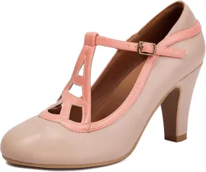 Women's Mary Jane Vintage Close Round Toe Vintage 1950s Heels Retro 1920s Victorian Pumps 1930s Shoes