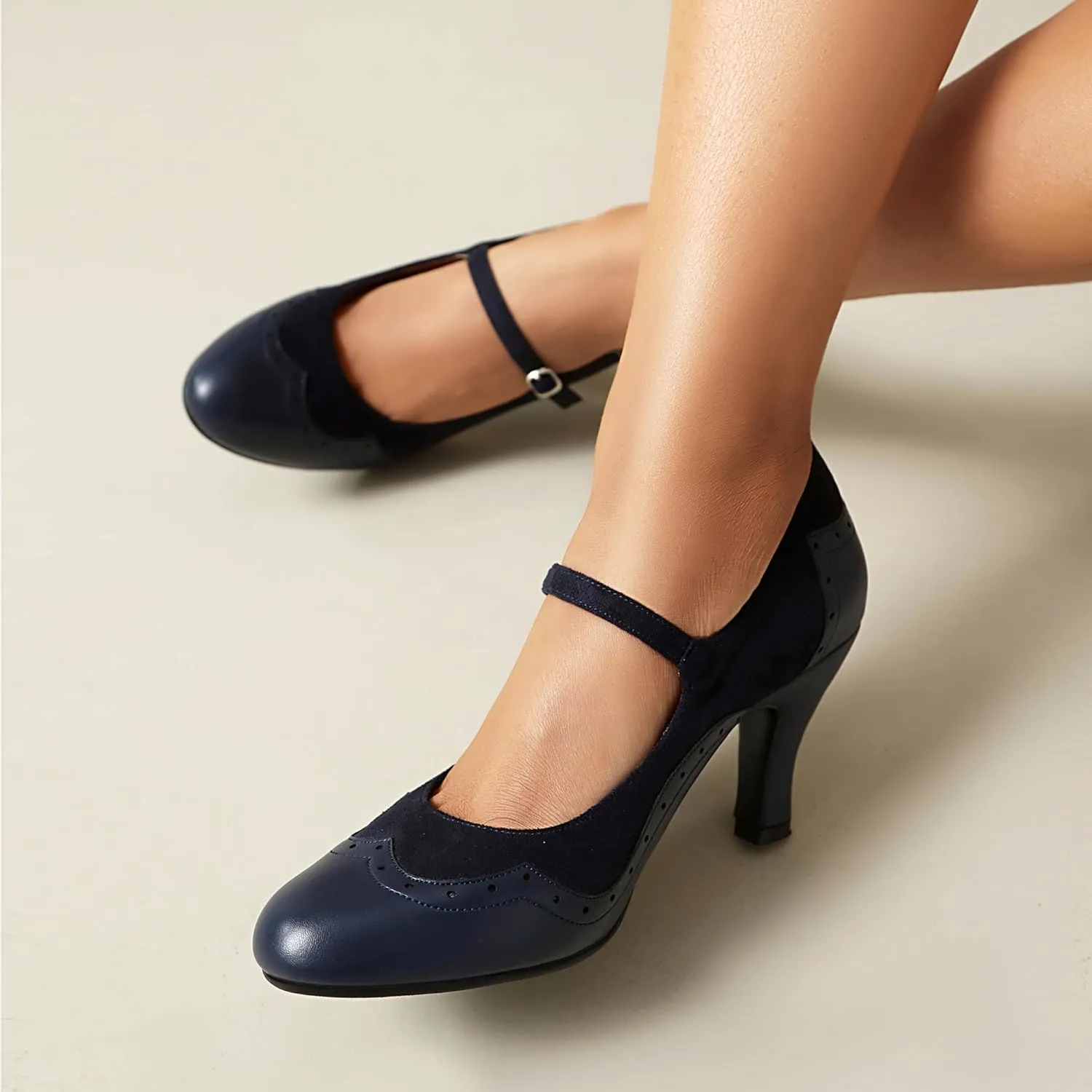 Women's Mary Jane Wingtip Rockability Close Round Toe Vintage 1950s Heels Oxford 1930s Ankle Straps Retro 1920s Victorian Pumps Shoes