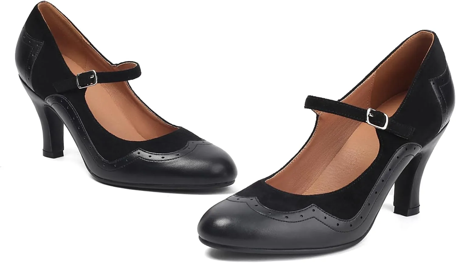 Women's Mary Jane Wingtip Rockability Close Round Toe Vintage 1950s Heels Oxford 1930s Ankle Straps Retro 1920s Victorian Pumps Shoes