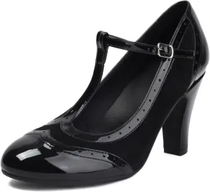 Women's Mary Jane Wingtip Rockability Oxford Close Round Toe Vintage 1950s Heels T-Straps Retro 1920s Victorian Pumps Shoes