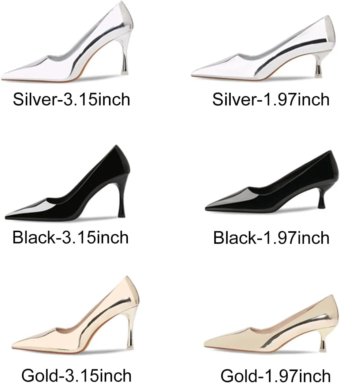 Women's Patent Leather High Heels Pumps Sexy Closed Pointed Toe Shallow Mouth Slip On Stiletto Heels Classic Office Party Prom Wedding Dress Pump Shoes