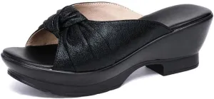 Women's Platform Sandals Comfortable Chunky Heels Mule Wedge Sandal