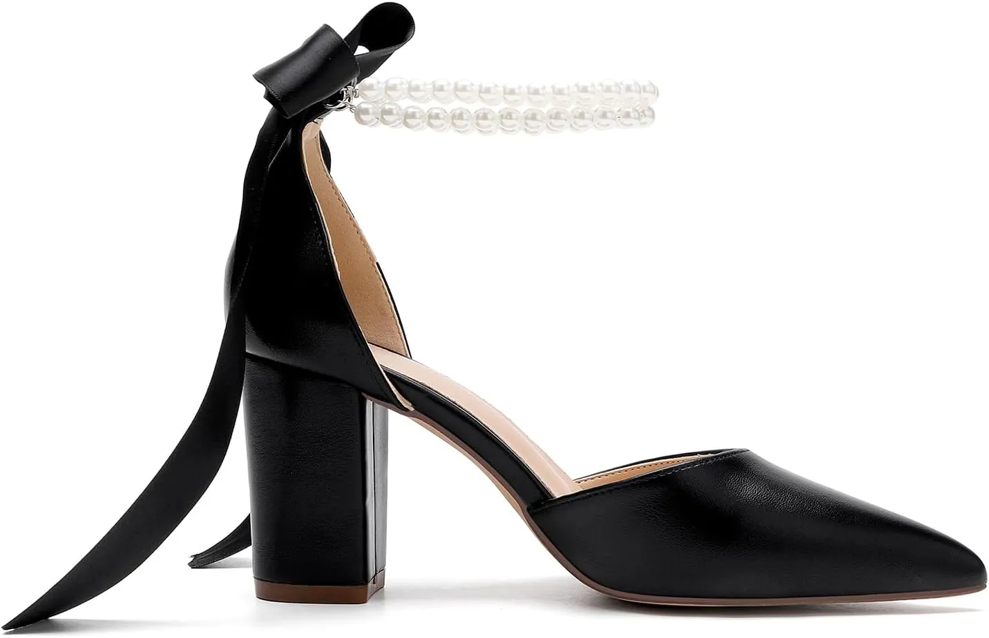 Women's Satin Block Heel Wedding Sandals,High Chunky Ankle Strap Pearl Wedding Dress Shoes,High Heel Bridal Pump Sandals