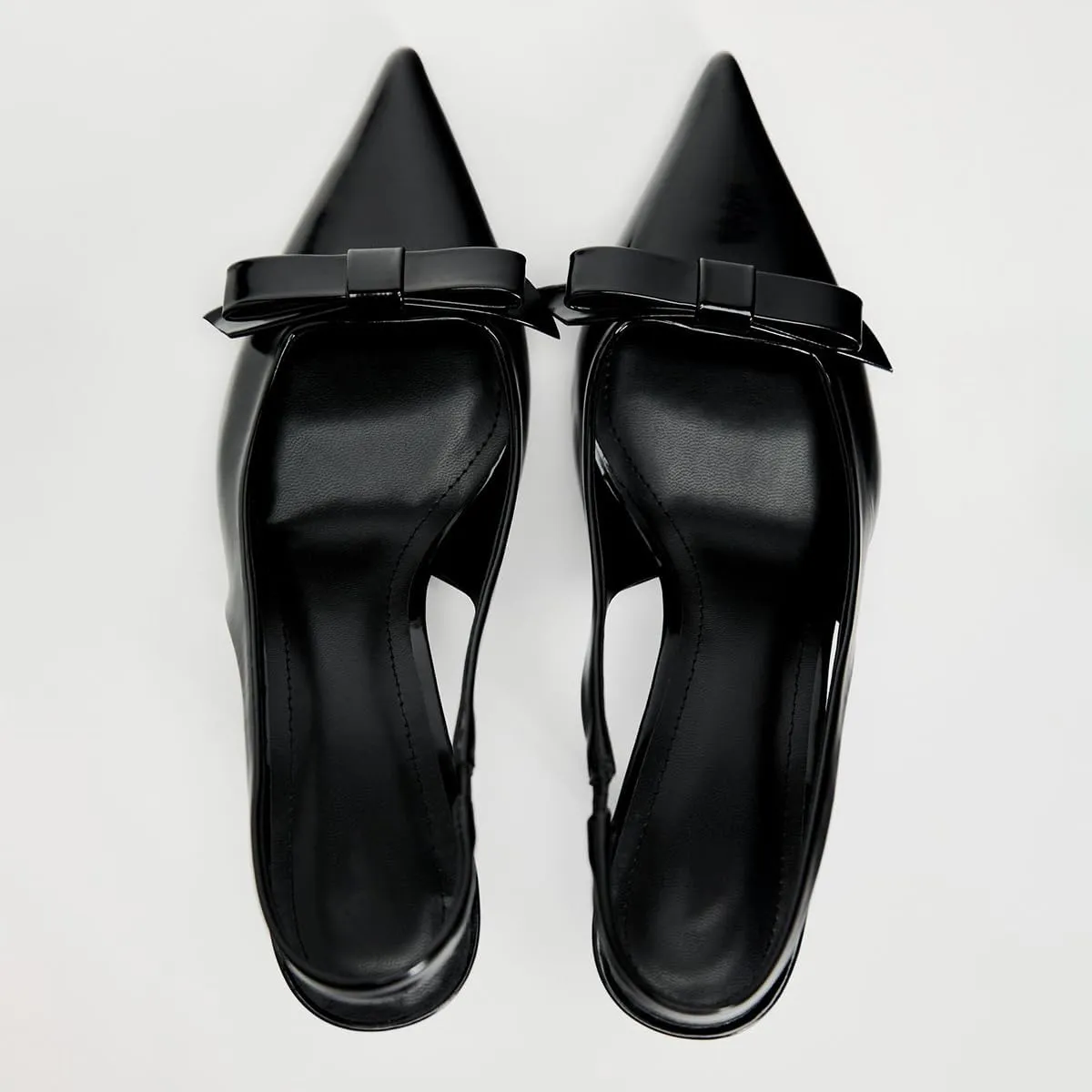 Women's Slingback Heels in A Faux Patent Leather Finish Pump Bow Detail Buckle Closure Thin Heel Pointed Toe Wedding Party Office Dance Dress Shoes