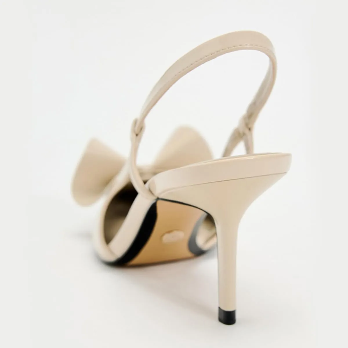 Women's Slingback Heels in A Faux Patent Leather Finish Pump Bow Detail Buckle Closure Thin Heel Pointed Toe Wedding Party Office Dance Dress Shoes
