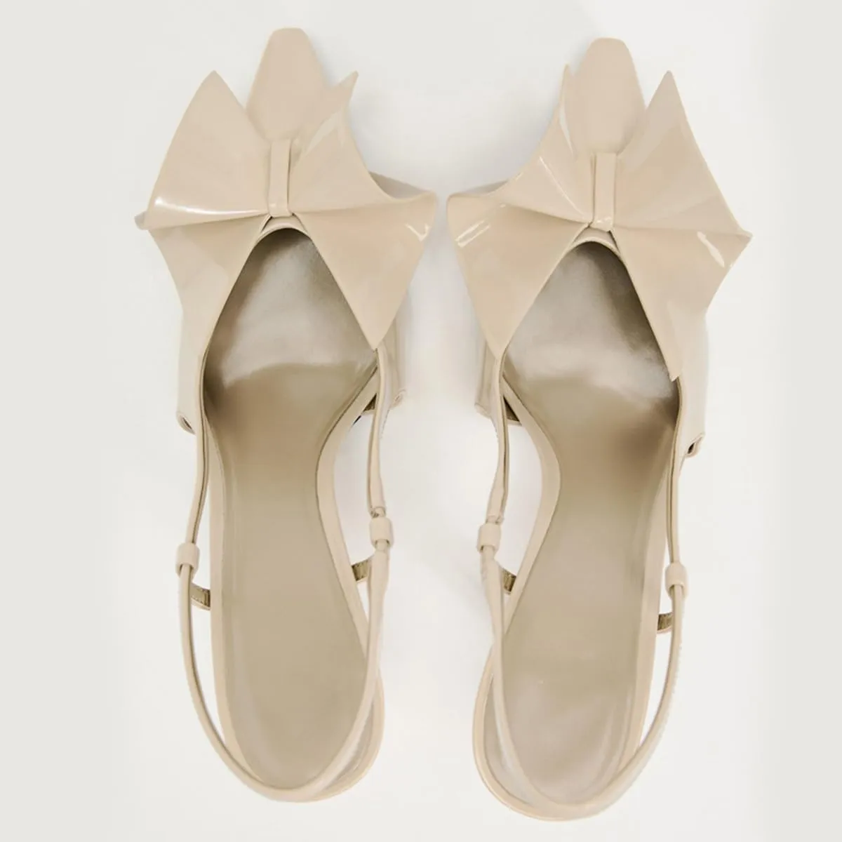Women's Slingback Heels in A Faux Patent Leather Finish Pump Bow Detail Buckle Closure Thin Heel Pointed Toe Wedding Party Office Dance Dress Shoes