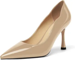 Womens Slip On Wedding Dress Pointed Toe Patent Stiletto High Heel Pumps Shoes 3.3 Inch