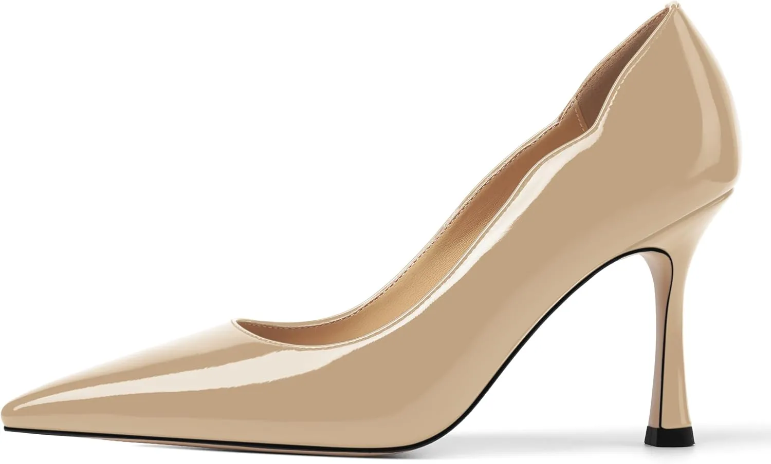 Womens Slip On Wedding Dress Pointed Toe Patent Stiletto High Heel Pumps Shoes 3.3 Inch