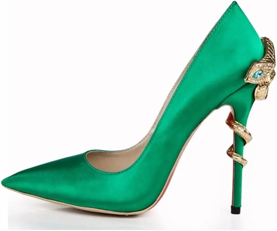 Women's Stiletto 10CM Heels Pointed Toe Snake Print Party Pumps Sexy Thin High Heels