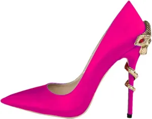 Women's Stiletto 10CM Heels Pointed Toe Snake Print Party Pumps Sexy Thin High Heels
