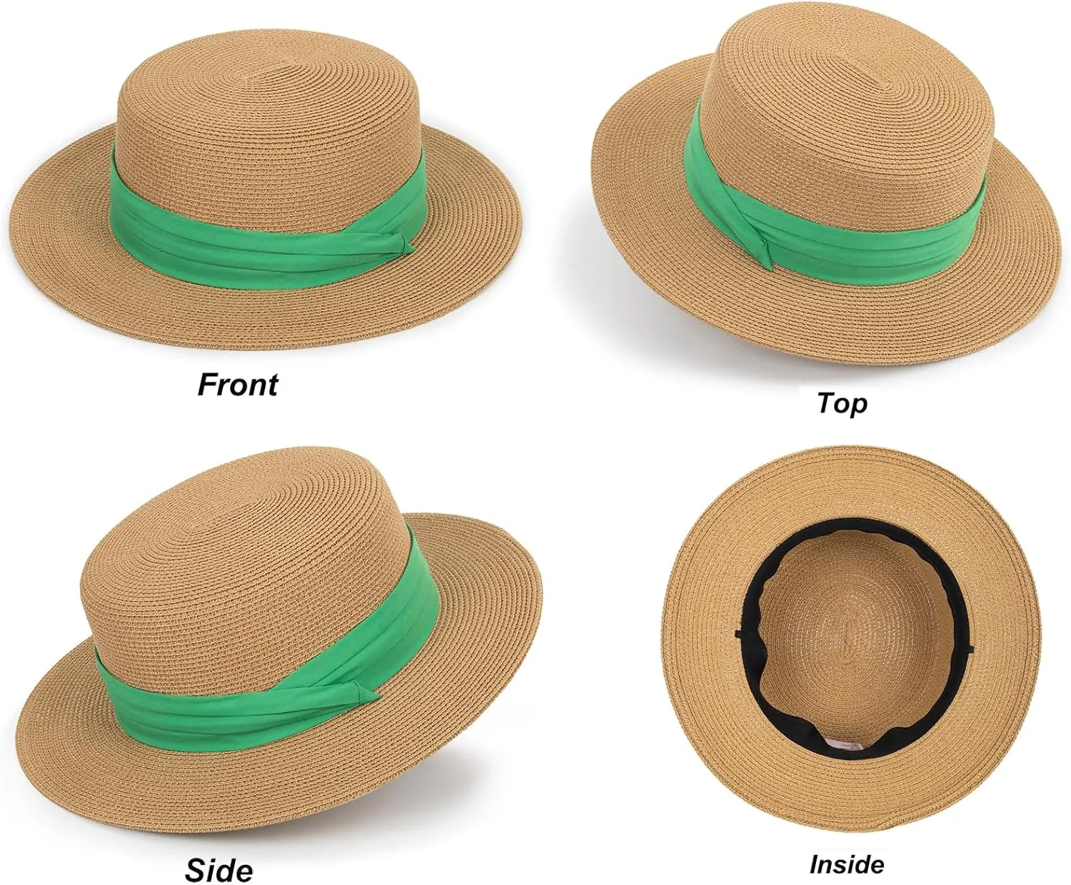 Women's Wide Brim Sun Hat Straw Panama Hat - UV-Protection Summer Boater Fedora Beach-Sun-Hats(M-L)