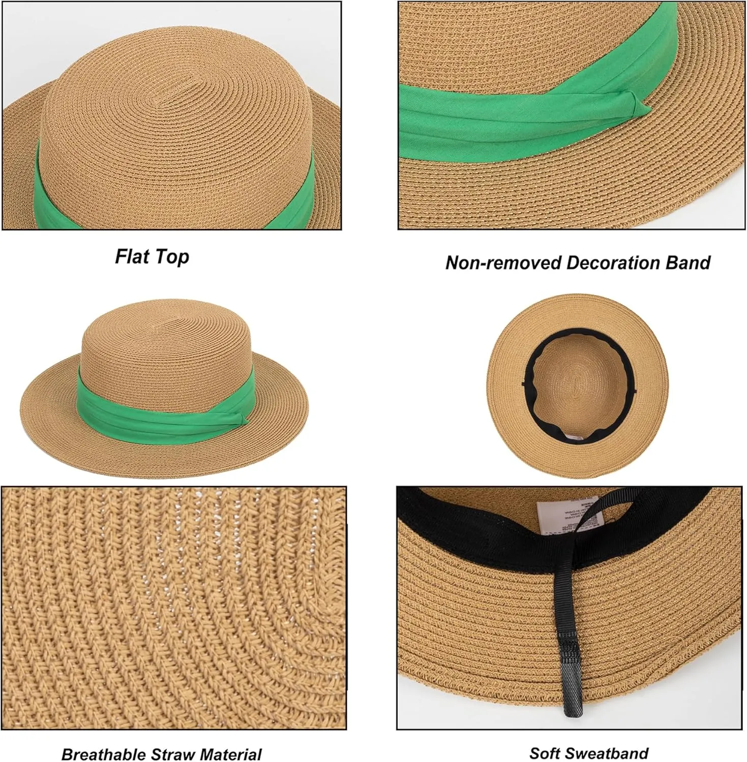 Women's Wide Brim Sun Hat Straw Panama Hat - UV-Protection Summer Boater Fedora Beach-Sun-Hats(M-L)