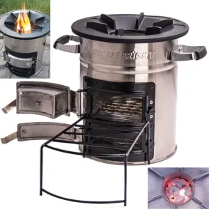 Wood Burning Stove - Portable Charcoal Stove Outdoor Wood Stove, Rocket Stove For Camping, Backyard Cooking, Survival, Emergency Preparedness. Outdoor Cooking Stove, Small Wood Stove.