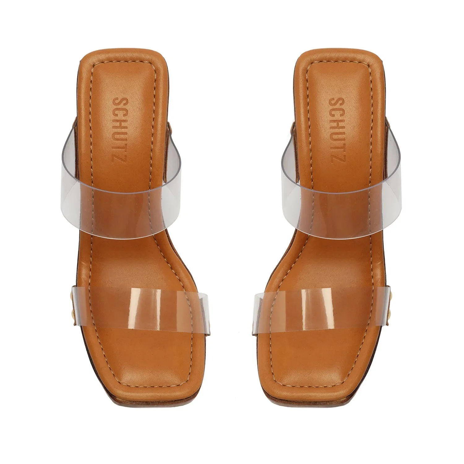 Wooden Toe Schutz Heel Square Strap Vinyl Aryana Double Feature-rich Sandals Super sale Brown Platform