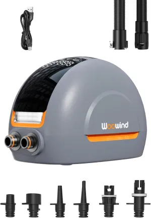 Woowind NW10 Paddle Board Pump Portable Sup Pump High Pressure 20 PSI Sup Air Pump, Dual Stage Inflation/Deflation, Type C/12V DC Electric Sup Pump for Inflatable Stand up Paddle Boards,Boats,Kayaks