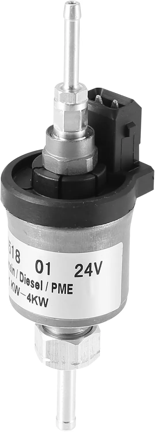 X AUTOHAUX 1 Pcs Electric Fuel Pump Replacement 224518010000 for Eberspacher Airtronic 1KW-3KW Diesel Parking Heater 16ML Fuel Supply System Silver Tone