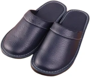 XUEMML Men's Leather Muller Slippers,leather Sandals Closed Toes，Men Casual Flip Flops，Couple's Home Indoor Breathable Non-slip Slippers Women