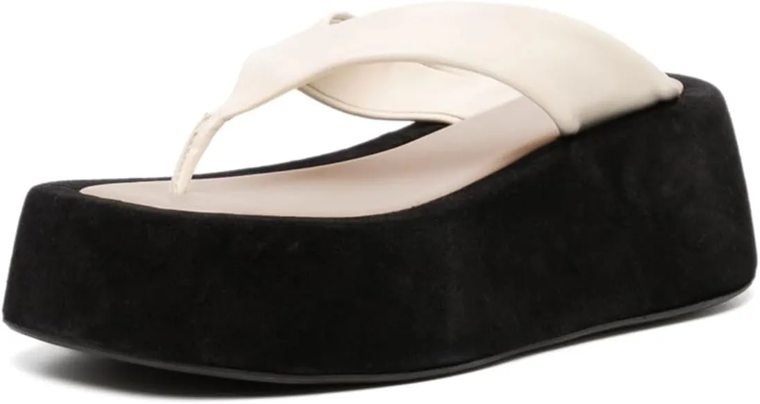 YDN Women's Comfortable Platform Open Toe Flip Flops Wedge Low Heel Slides Sandals Casual Daily Shopping Shoes Size 4-16 US