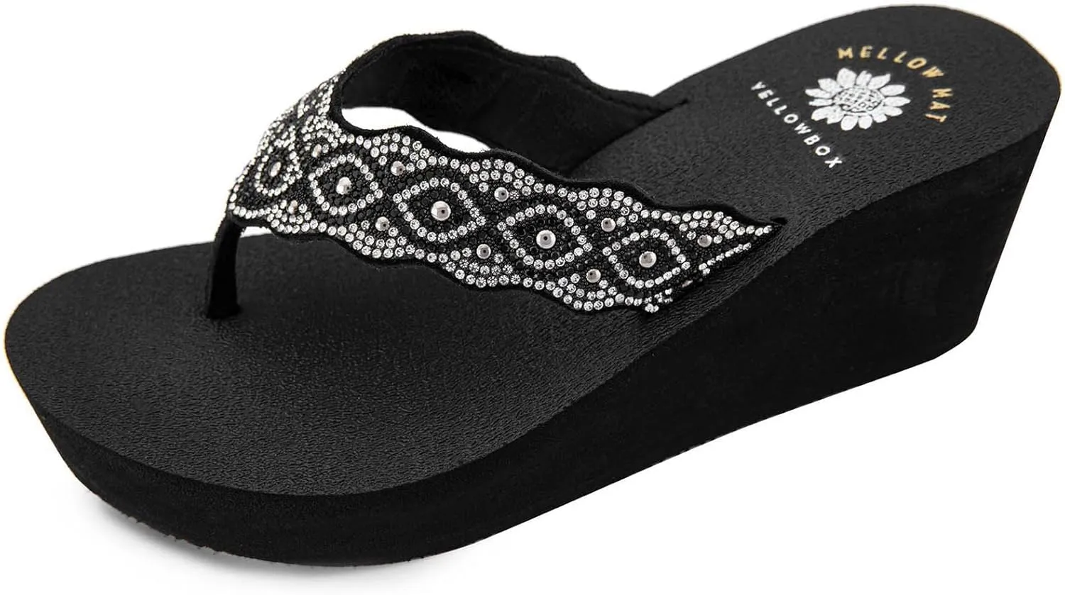 Yellow Box Women's Winny Wedge Sandal, Round Toe, Medium-High 2.75 Inch Heel, 1 Inch Platform Comfortable Flip-Flop