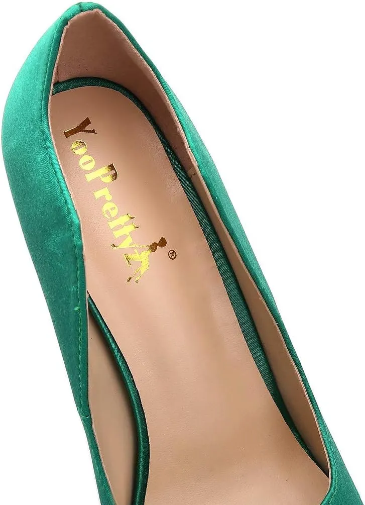 YooPrettyz Women Peep Toe Satin Shoe Wedding Stiletto Shoes Evening Pumps Bridal High Heels