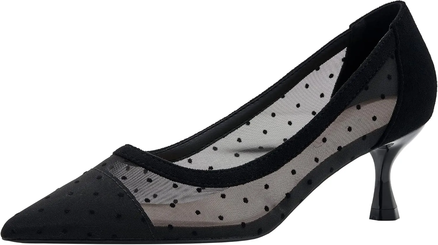 YooPrettyz Women See Through Mesh Sexy High Heels Formal Dressy Pump Shoes Pointed Toe Office Kitten Heels