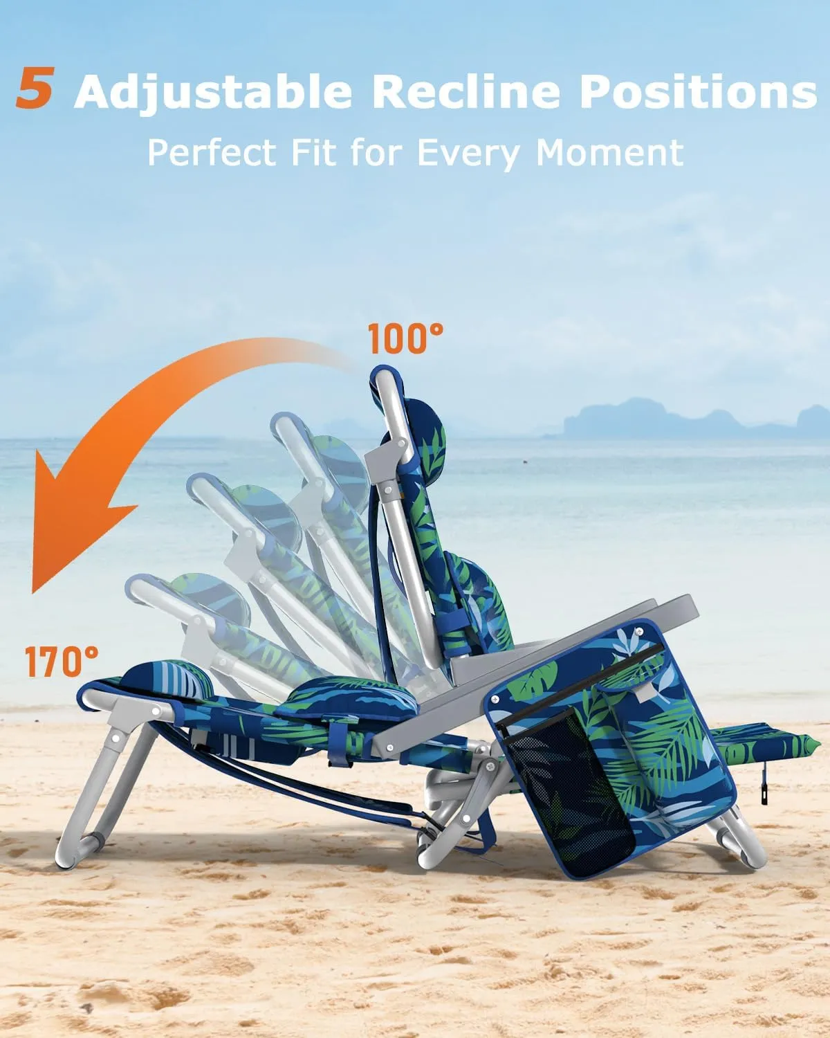 ZENPETIO Beach Chair, Camping Chair for Adults, Beach Backpack Chair for Pool, Beach, Camping, Outdoors