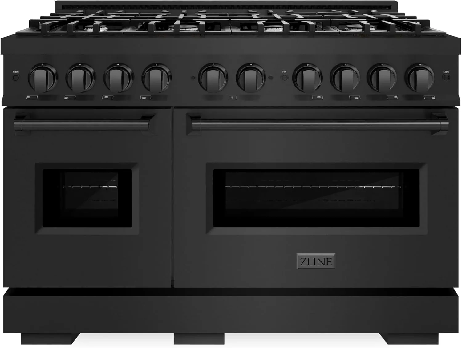 ZLINE 48 in. 6.7 cu. ft. Classic Double Oven Gas Range with 8 Burner Cooktop in Black Stainless Steel (CGRB-48)