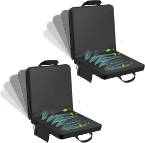 Zubebe 2 Pack Cooling Stadium Seats Camping Chair with Fan and USB 3 Level Adjustable, Cooling Seat for Bleachers with Back Support Foldable for Summer Outdoor Sport Event Camp Beach Fishing Portable